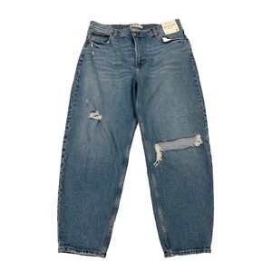 NEW Abercrombie & Fitch The 80s Mom High Rise Distressed Jeans 33 16R NWT